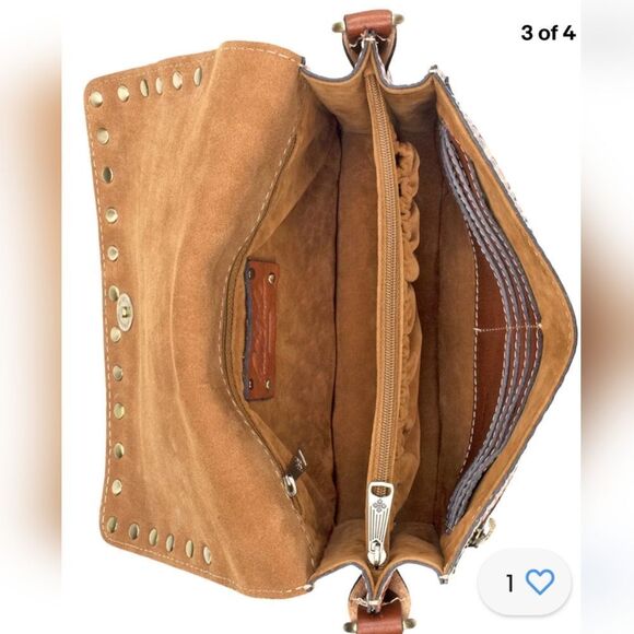 Patricia Nash Wavy Striped Hermosa Medium Crossbody-Pyramid Studded Strap - Picture 15 of 16